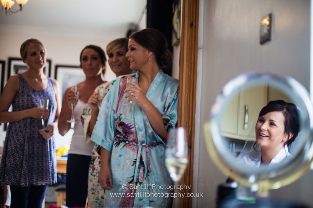 A glass of bubbly during the bridal party