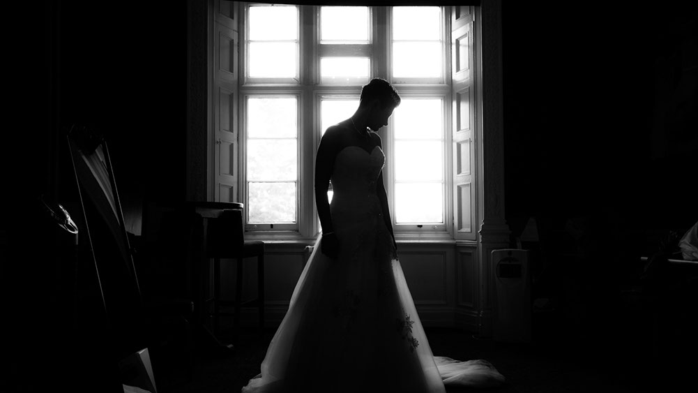 A beautiful bride in her wedding dress